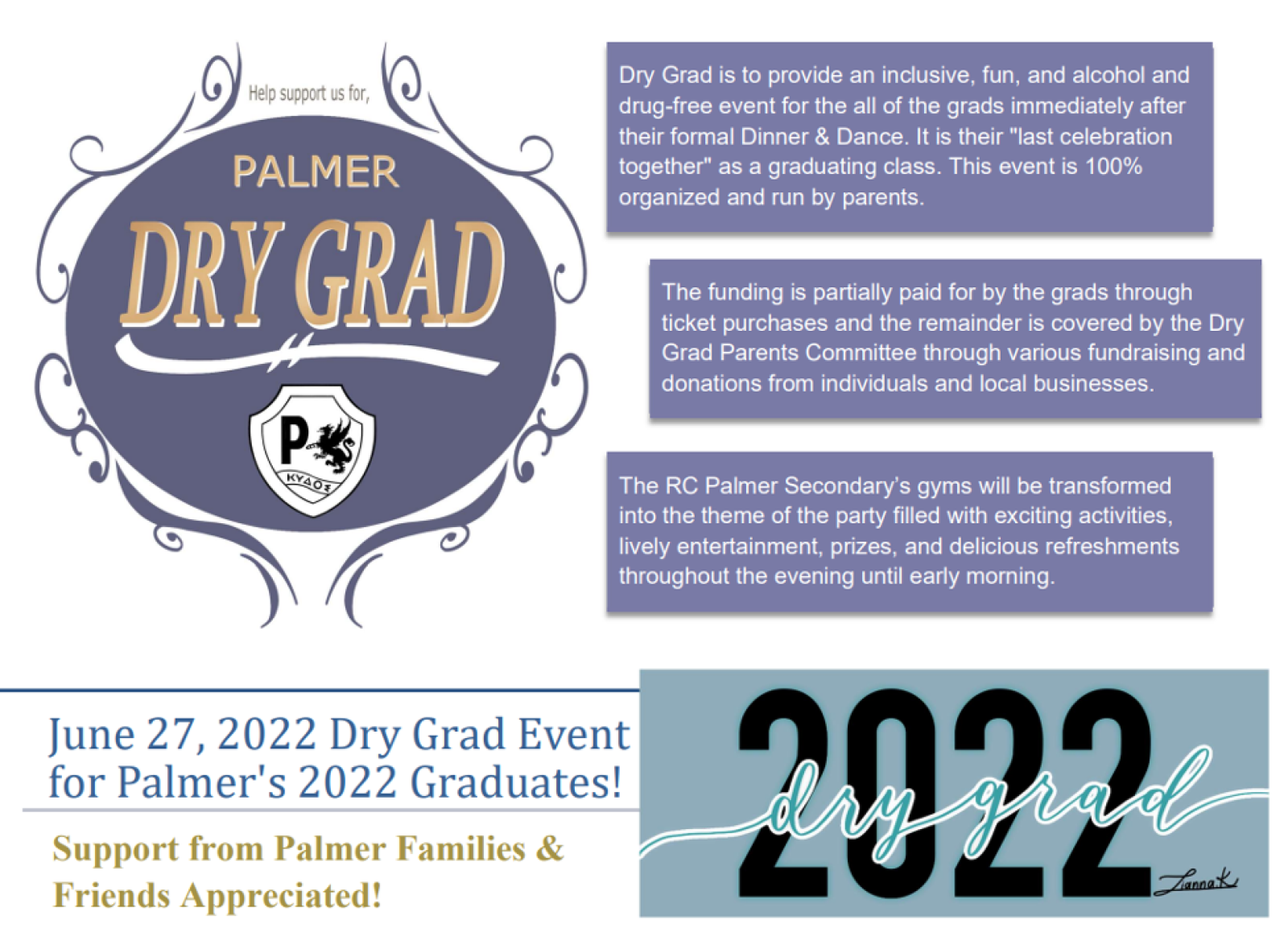 RC Palmer PAC Dry Grad Information and Fundraising Palmer Secondary